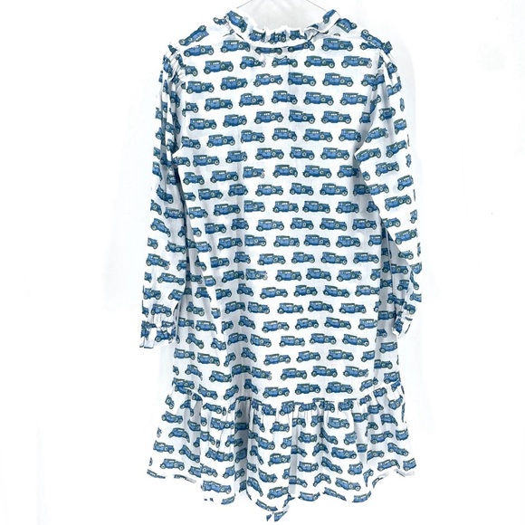 Le Bazar Coastal NWOT VTG Antique Automobile Car Print Cotton Ruffle Dress - Picture 6 of 7